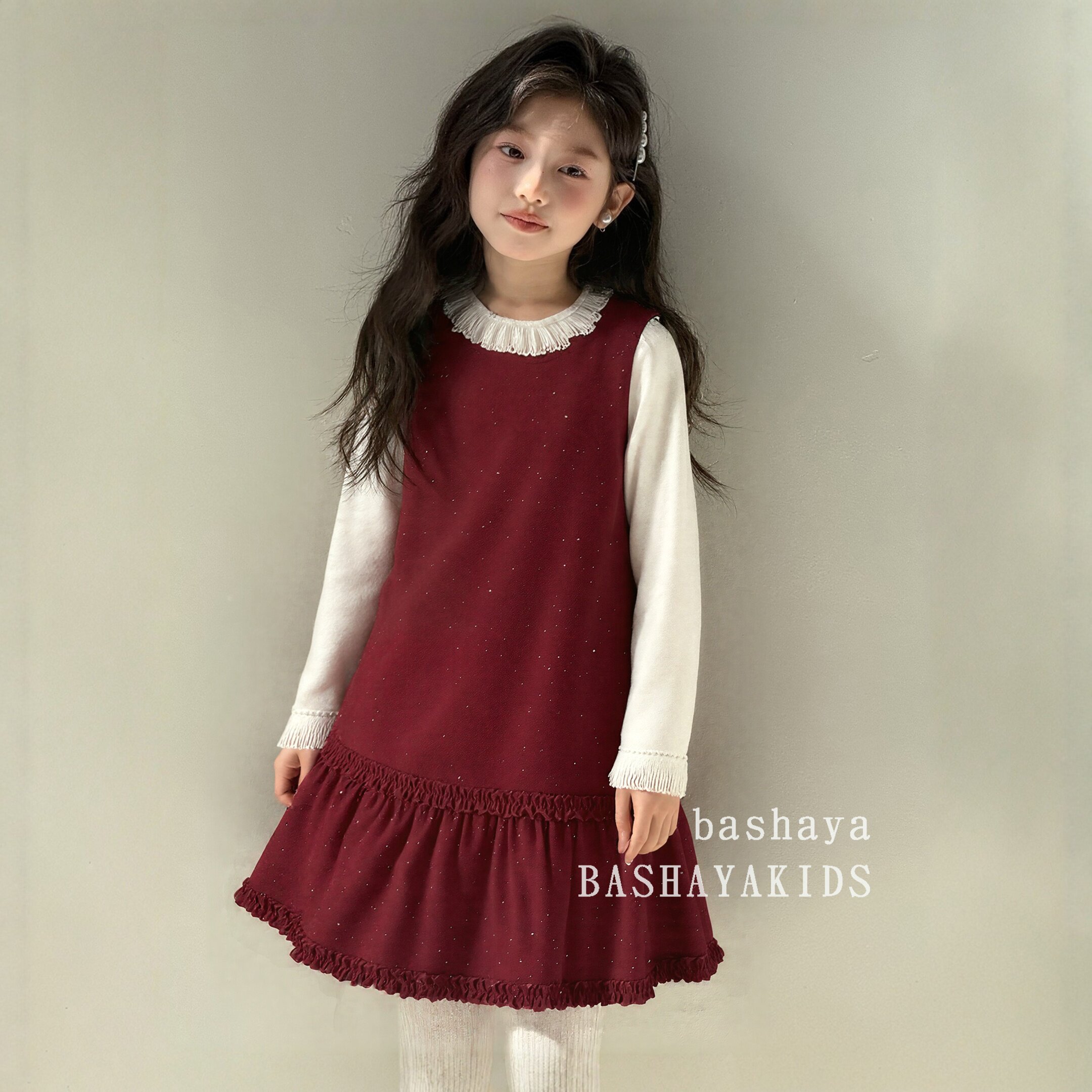 女童冬季两件套2026新款洋气红色年服儿童背心裙加厚保暖套装冬装