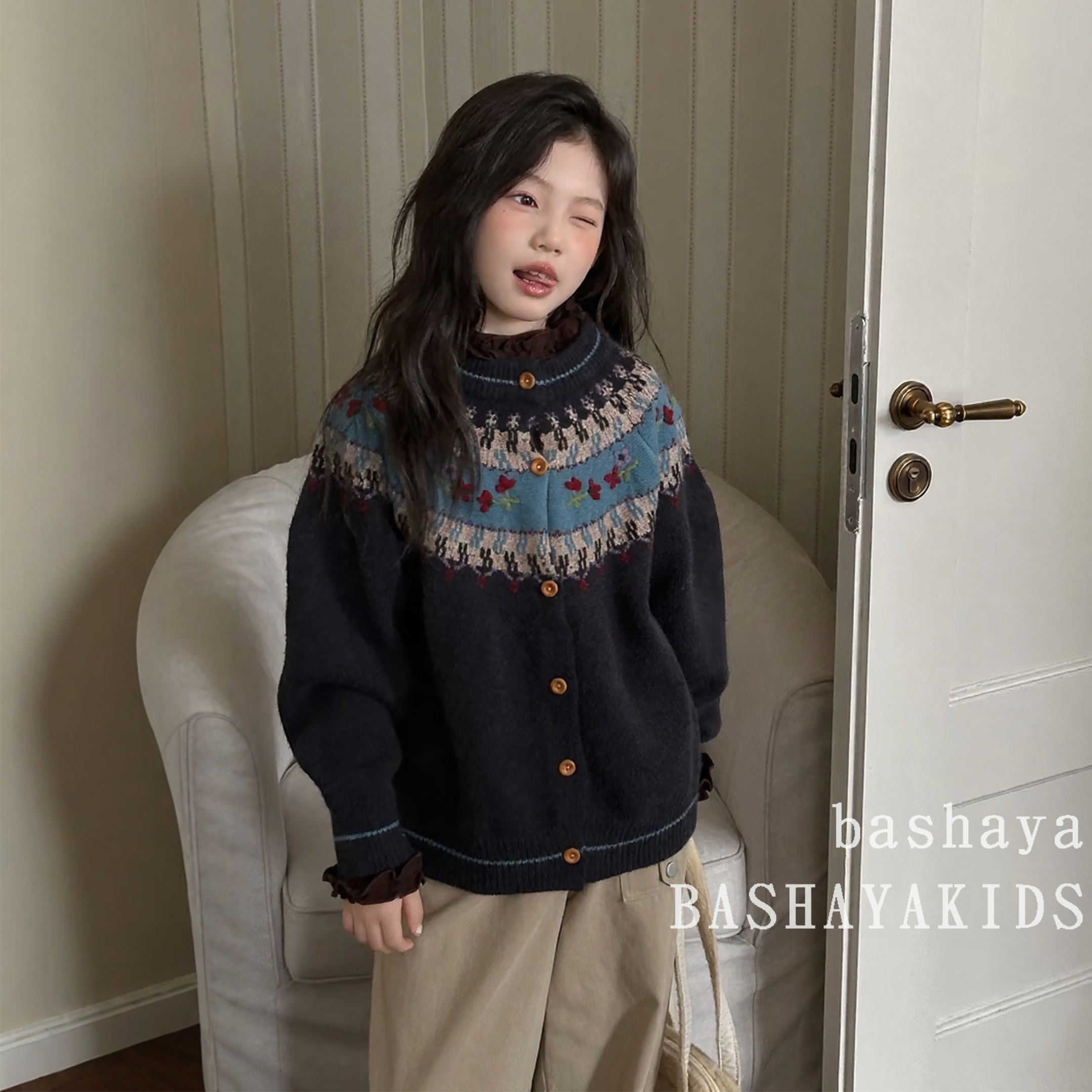 女童毛衣2025新款儿童洋气时髦中大童女孩韩版休闲针织开衫秋冬装