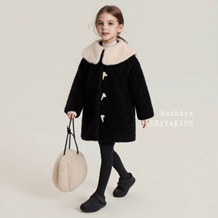 女童外套2025新款秋冬款儿童加厚冬装羊羔毛大衣大童羊羔绒毛毛衣