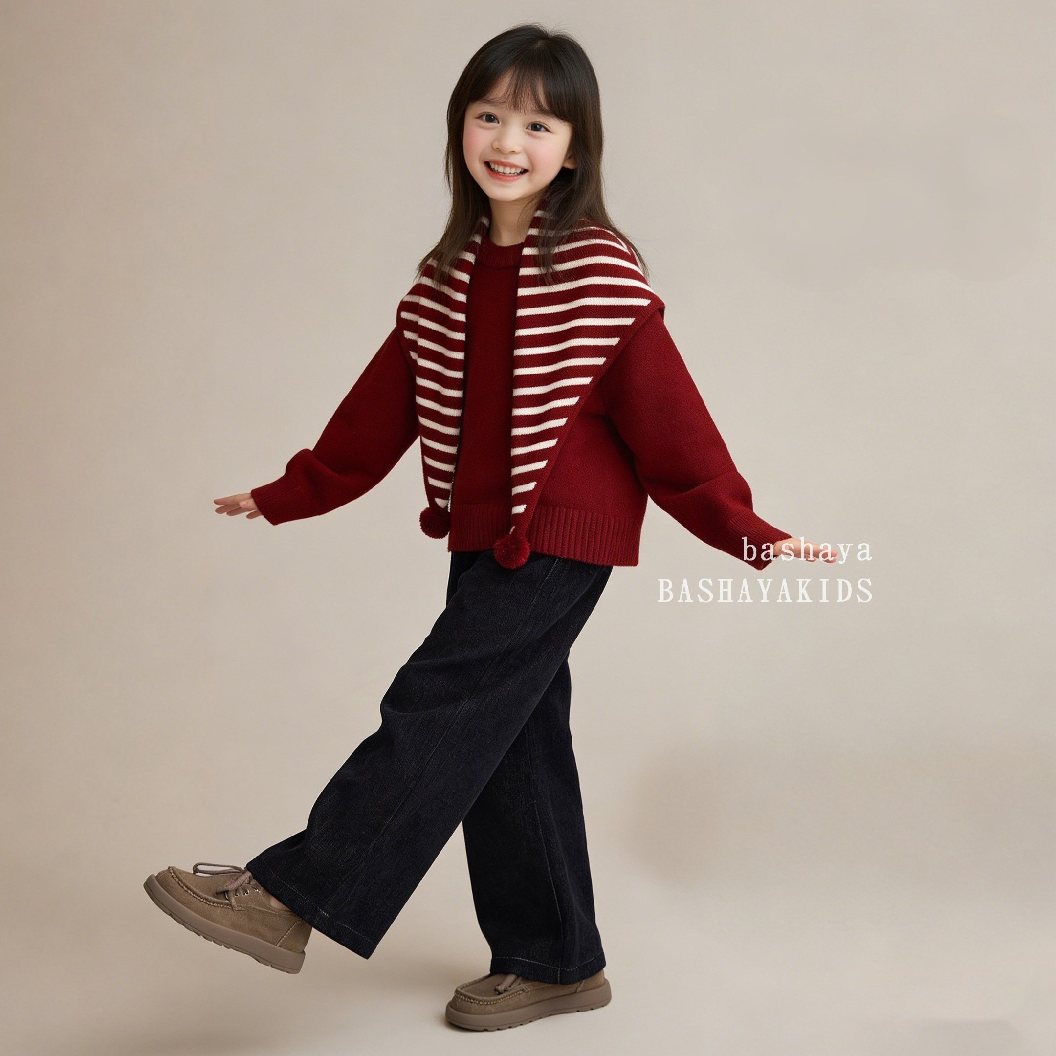女童新年红色毛衣外套高端针织衫