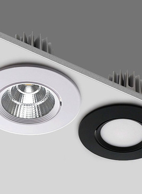 led防眩射灯嵌入式7W筒灯北欧服装店铺商用孔灯聚光黑色COB天花灯