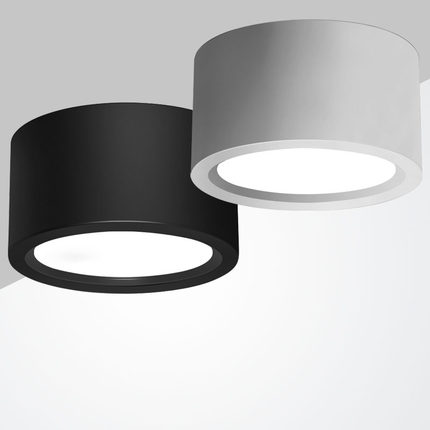 LED明装筒灯免开孔吸顶桶灯圆柱形商用服装店黑色6寸防眩光天花灯