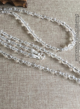 天然白水晶刻面泰国佛牌毛衣项链