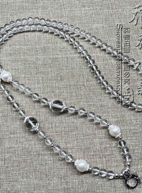 天然白水晶珍珠毛衣唐卡项链S925纯银配件泰国佛牌挂链可订做款式