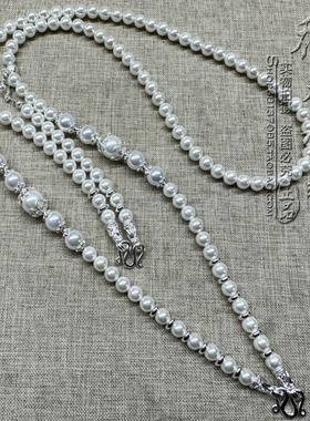 人造珍珠毛衣项链 银色泰国蝴蝶佛牌双层挂链 可定制其他款
