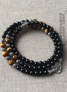 黑玛瑙纯银六字真言泰国佛牌挂链