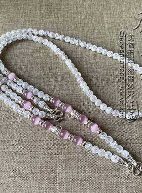 天然白水晶项链爆花晶S925纯银配件四挂泰国佛牌双层毛衣挂链