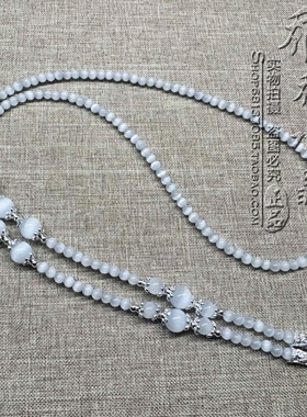 白猫眼石毛衣百搭唐卡项链银色泰国佛牌挂链可定做其他款式