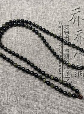 天然黑曜石金耀石水晶毛衣唐卡香牌项链金色泰国佛牌挂链可定制