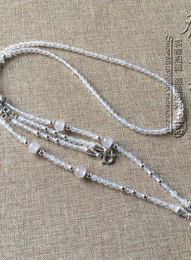 白玛瑙纯银泰国佛牌双层毛衣项链