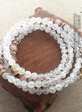 天然白水晶爆花项链 金色泰国佛牌毛衣挂链 可定制其他款式