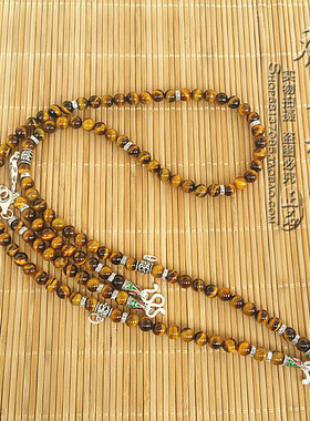 天然虎睛石项链S925纯银泰银配件五挂泰国佛牌双层毛衣挂链可定制