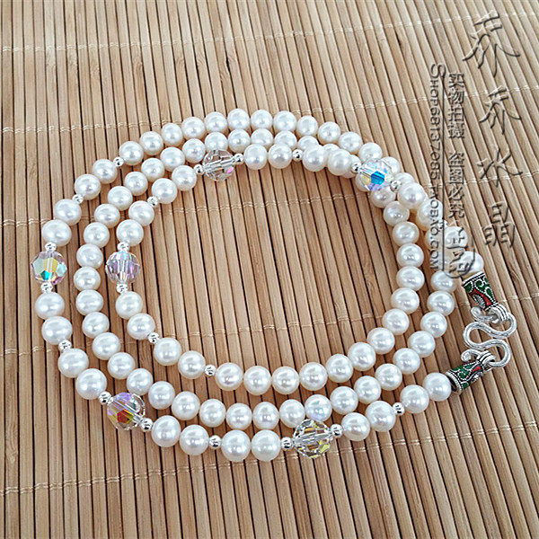 天然珍珠S925纯银配件项链 银色佛牌毛衣挂链可定制款式