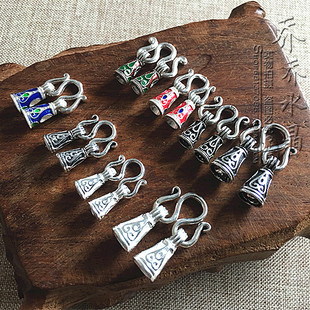 DIY925纯银 泰银配件 泰国佛牌链 手链项链珐琅彩色景泰蓝M扣