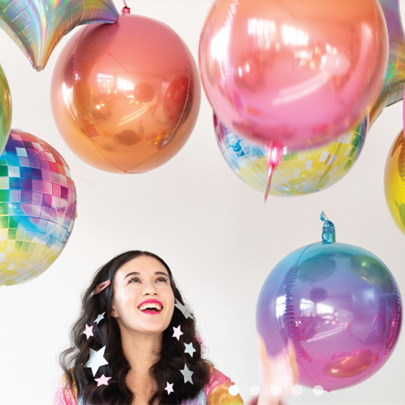 美国Anagram进口3D正圆球生日装饰彩虹色渐变4D铝膜气球INS艺术照