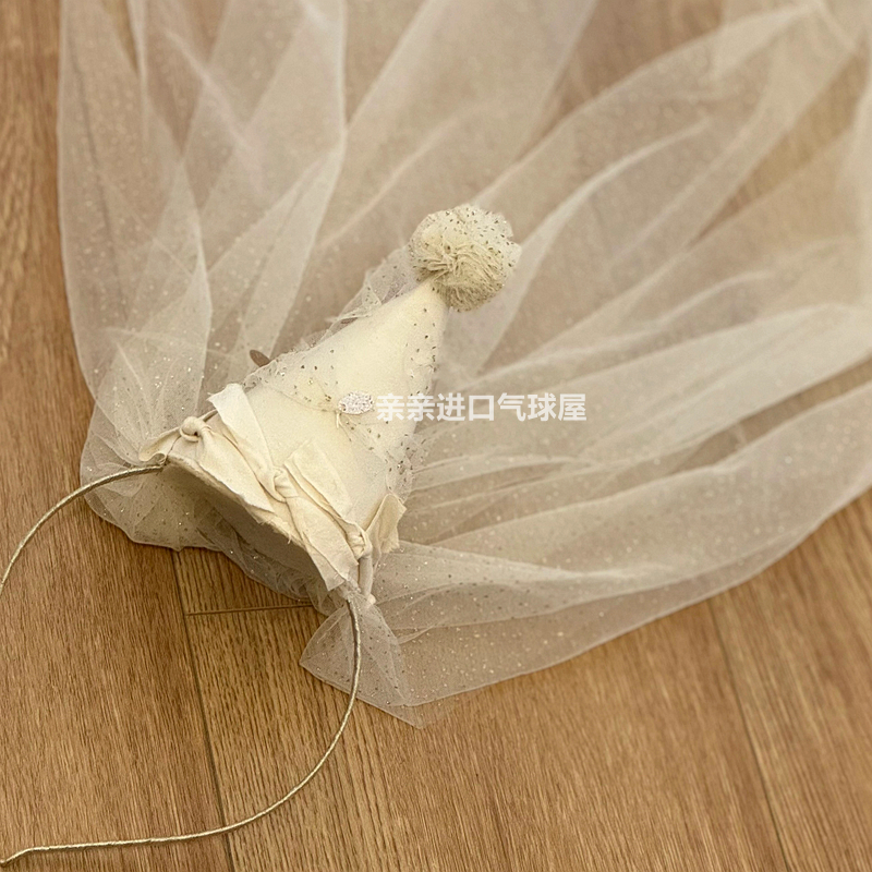 新款公主风头纱女孩生日帽发箍发卡儿童宝宝拍照头饰小礼帽不勒头