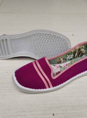 纯手工布鞋春夏秋女款民族风单鞋紫色无带绣花鞋平底时尚休闲包邮