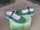 绿色手工布鞋 大码 青春休闲透气不臭脚 白塑料底女方口扣带鞋 包邮
