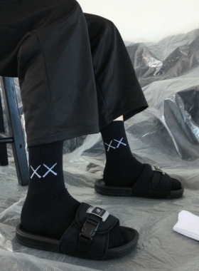 ins原创学院风长款袜芝麻街情侣百搭韩版泫雅风棉袜 XX卡通动漫袜