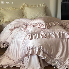 轻奢高级感100S全棉贡缎床单四件套纯棉提花被套裸睡新款床上用品