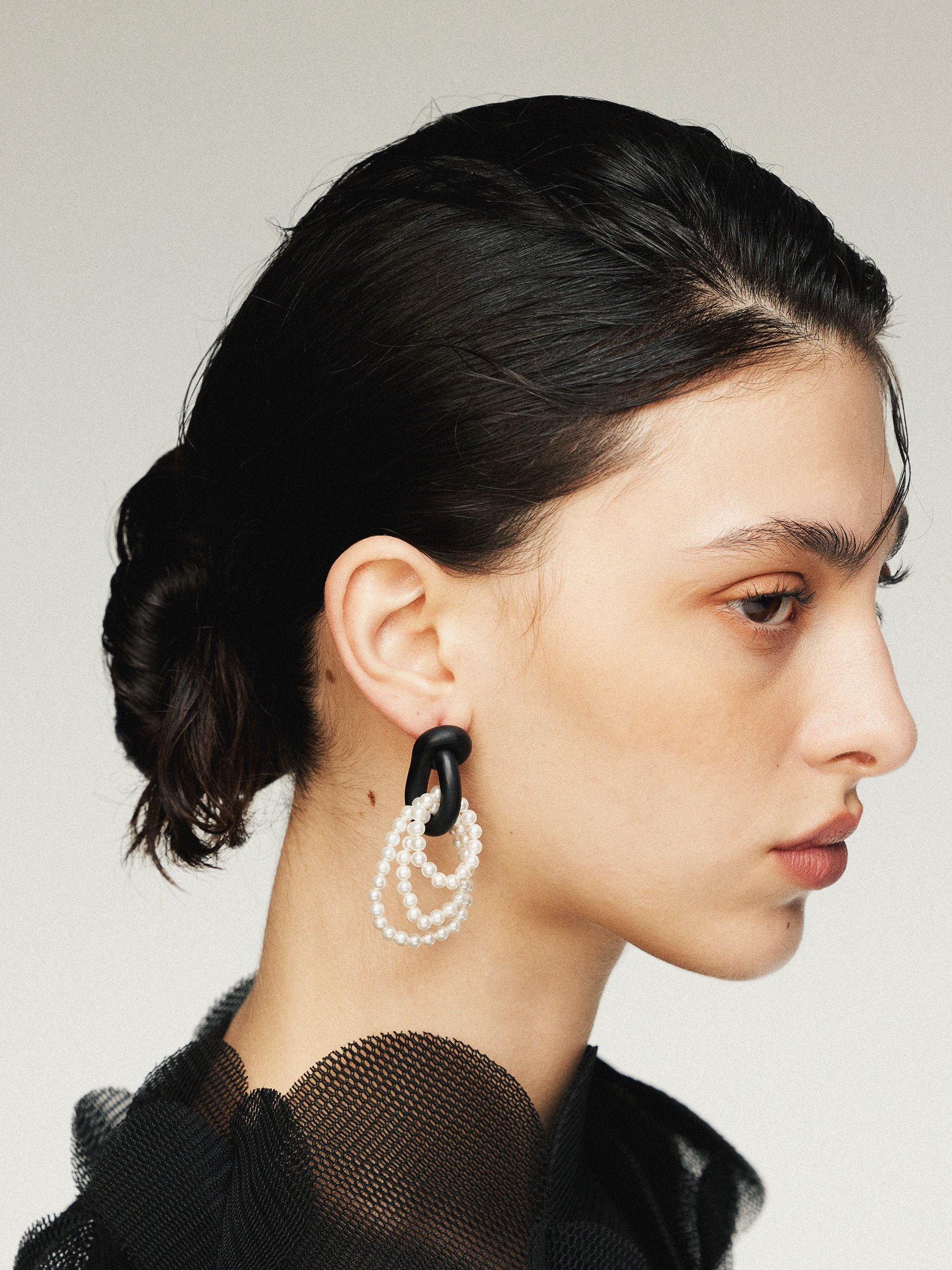 吾也 珠落墨盘系列 个性复古陶泥绕珠流苏耳环 原创新品耳饰