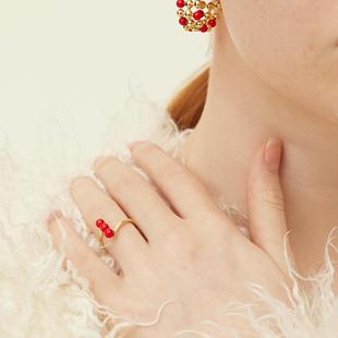 喜事红新年红糖葫芦戒指开口纯银礼物可调节不退不换 SALE