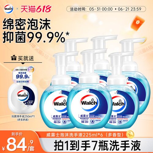 威露士泡沫抑菌洗手液225ml*6瓶
