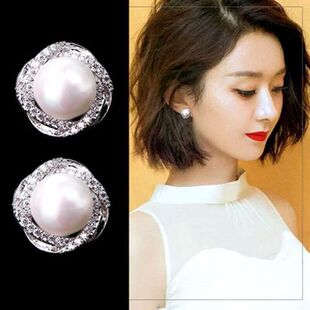 正品礼盒装999纯银针不过敏耳环新款珍珠耳环耳钉女耳饰耳环耳饰