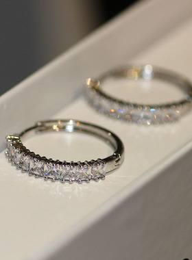 新款超闪锆石圈圈耳扣轻奢小众高级设计感耳环气质耳饰女 44294