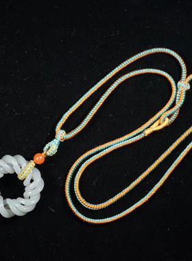 【绞丝环】和田玉环环相扣/手工雕刻/吊坠