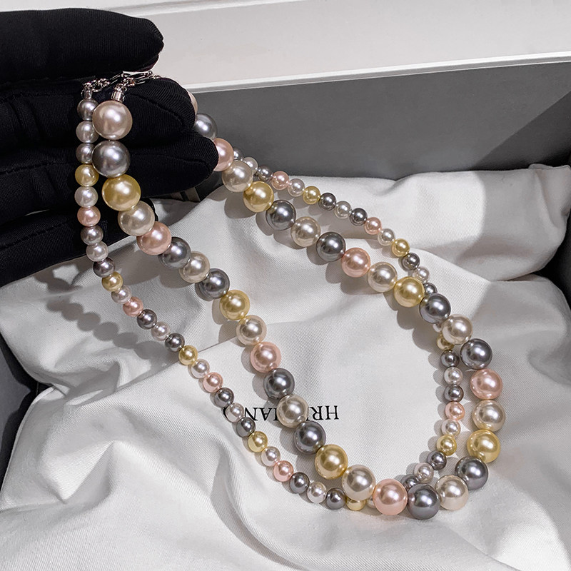 S家极光糖果混彩色珍珠项链女轻奢小众高级感颈链锁骨链2026新款