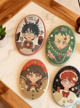 哈利波特 drarry 罗赫 harrypotter自制圣诞椭圆吧唧徽章摆件