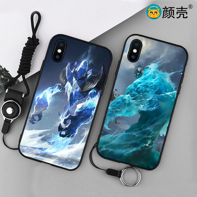 DOTA2冰魂 水人6s适用XS MAX手机壳8plus磨砂iphone11软壳7P挂绳X