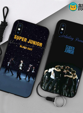 super junior适用XSMAX手机壳78plus软磨砂iphoneX挂绳XR全包边6s