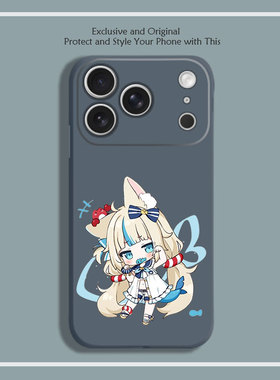 猫鲨Sameko Saba鲨鱼娘周边8色液态硅胶12手机壳11适用14苹果15 16 17PROMAX红米K90全包软VIVO小米13挂绳