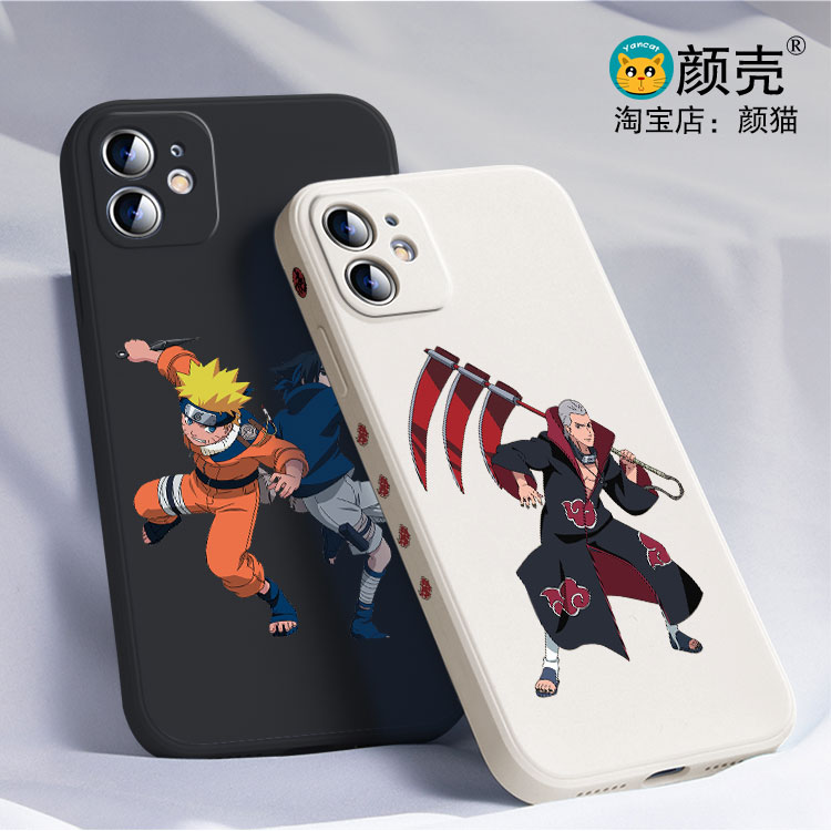 火影忍者 鸣人佐助 飞段黑白侧边11手机壳16适用iphone13PRO苹果15maxr红米K70一加ace3小米14液态IQOO12硅胶