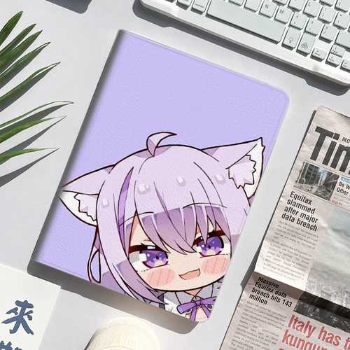 Hololive 猫又小粥 动漫 慵懒猫咪平板皮套适用ipad10保护壳pro13全包mini6软air56蚕丝纹10.9寸