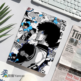 蓝色监狱动漫画平板皮套11适用ipad789保护壳pro10.5全包mini6软air2345蚕丝纹9.7寸华为matepad10.8小米6pro
