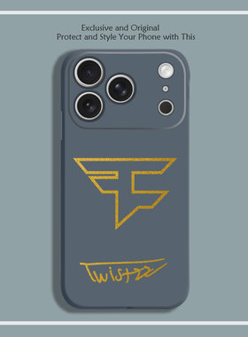 FAZE战队Twistzz签名8色液态硅胶12手机壳11适用14苹果15 16 17PROMAX红米K90全包软VIVO小米13挂绳IQOO12