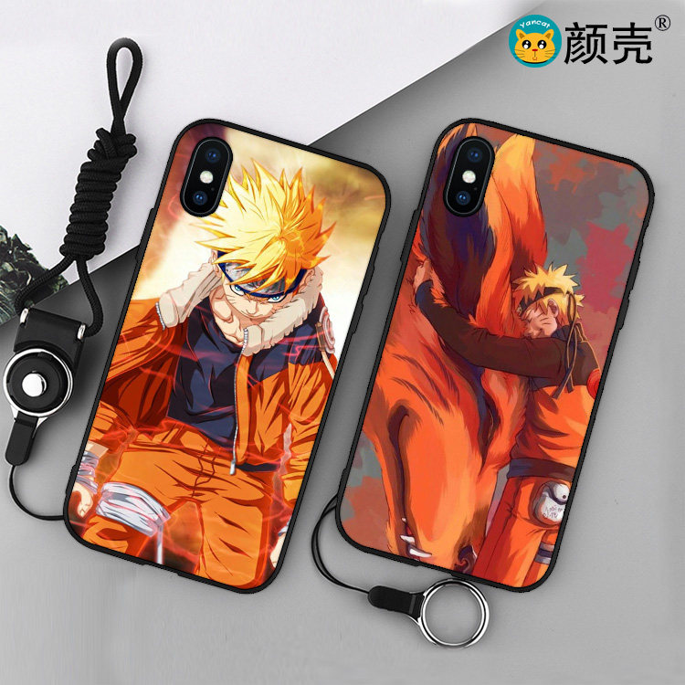 火影忍者鸣人九尾iPhone8手机壳XS MAX适用6s挂绳11硅胶软壳7PLUS