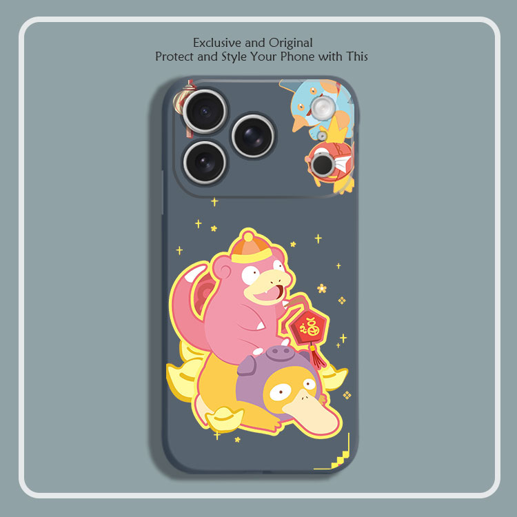 可达鸭呆呆兽8色液态硅胶12手机壳11适用14MAX苹果15 16 17 PRO红米K80一加VIVO小米13挂绳IQOO12华为MATE7