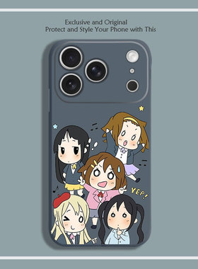 K-ON轻音少女 动漫周边8色液态硅胶12手机壳11适用14苹果15 16 17PROMAX红米K90全包软VIVO小米13挂绳IQOO