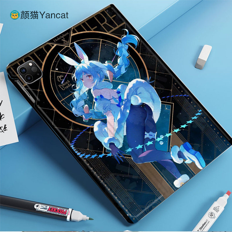 兔田佩奇 虚拟主播二次元周边平板皮套适用ipad10保护壳pro13全包mini6软air56蚕丝纹10.9寸华为10.2笔槽11