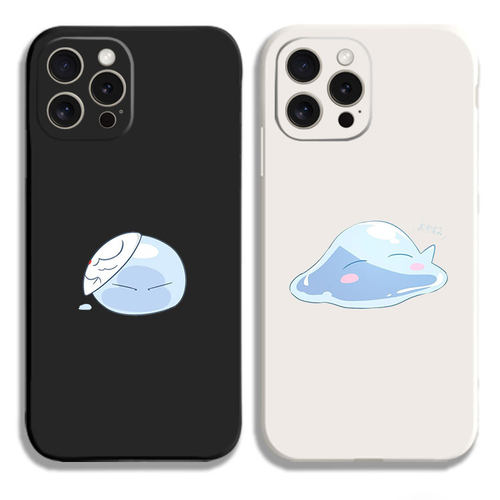史莱姆可爱简约黑白侧边11手机壳16适用iphone13PRO苹果15maxr红米K70一加17小米14液态IQOO12硅胶VIVO全包