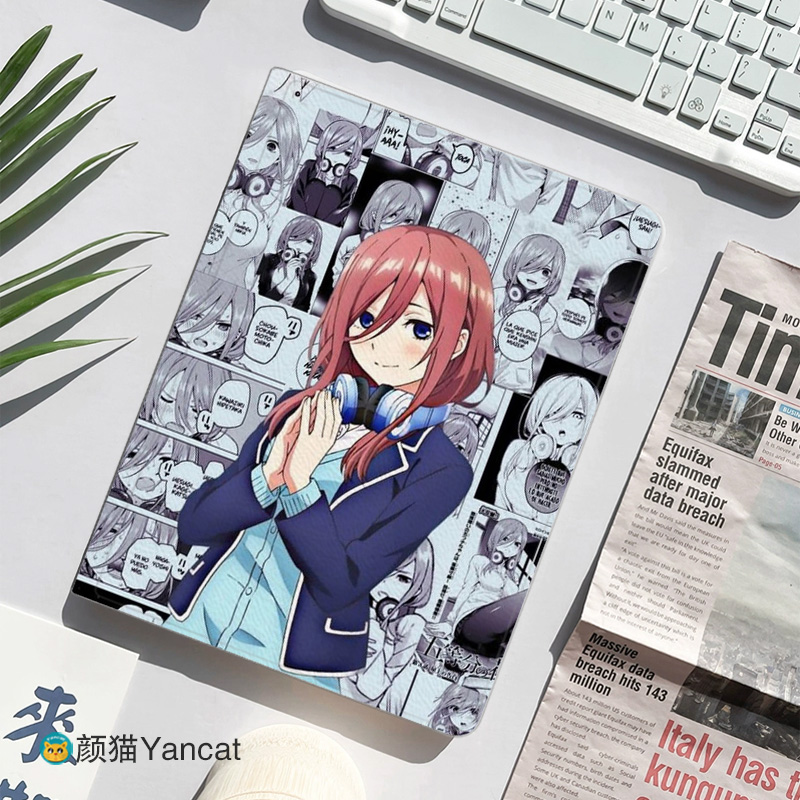 五等分的花嫁 中野三玖 平板皮套11适用ipad789保护壳pro10.5全包mini6软air2345蚕丝纹9.7寸华为matepad10.8