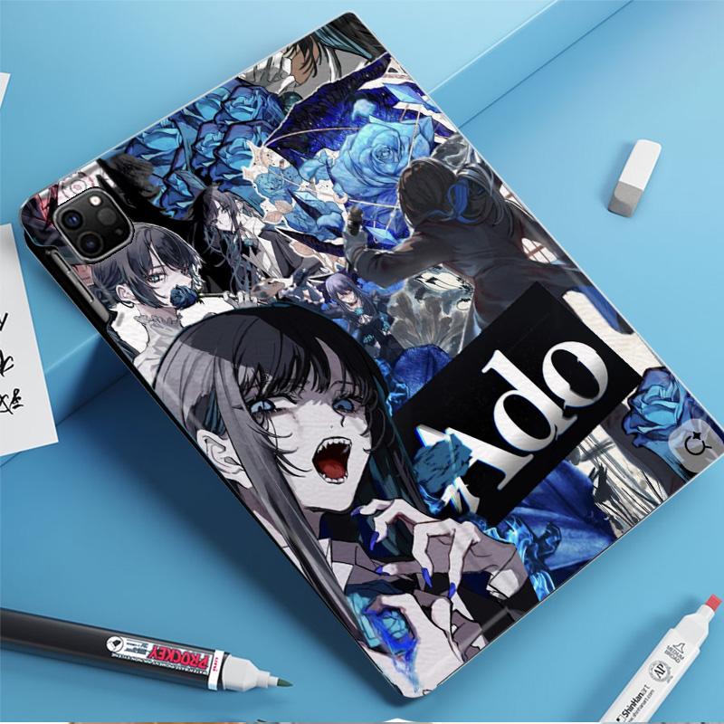 虚拟歌手主播ADO平板皮套适用ipad10保护壳pro13全包mini6软air56蚕丝纹10.9寸华为10.2笔槽11.5s小米三星