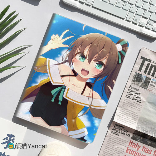 夏色祭hololive虚拟主播平板皮套11适用ipad10保护壳pro13全包mini6软air56蚕丝纹10.9寸华为matepad笔槽11.5