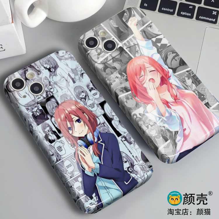 五等分的花嫁 中野三玖手机壳适用iphone15promax菲林14Plus全包边12苹果XR小米13华为mate60玻璃P40硬壳IVO
