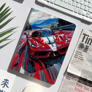 红色跑车 超跑 酷炫平板皮套适用ipad10保护壳pro13全包mini6软air56蚕丝纹10.9寸华为10.2笔槽11.5s小米