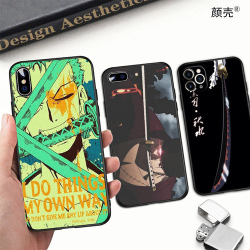 索隆手机壳 适用于苹果11promax玻璃壳xr海贼王华为oppo小米vivo